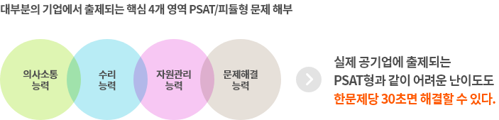 대부분의 기업에서 출제되는 핵심 4개 영역 PSAT/피듈형 문제 해부